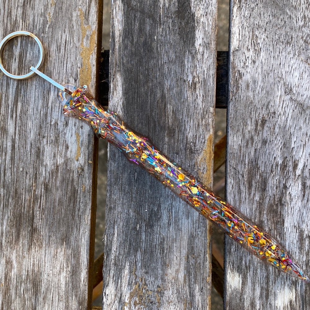 5/$25 Handmade Confetti Custom Resin Protection Keychain
